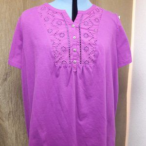 Woman Within 18/20 Thistle/Purple Top Eyelet Lace